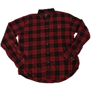 Mens XL GH Bass Long Sleeves Red Black Buffalo Check Button Down Outdoors